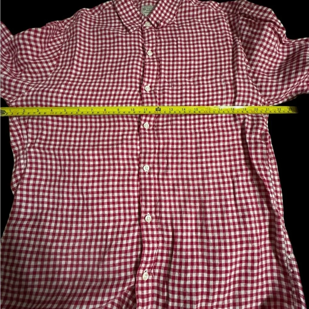 J. Crew Red and White Checkered Casual Shirt